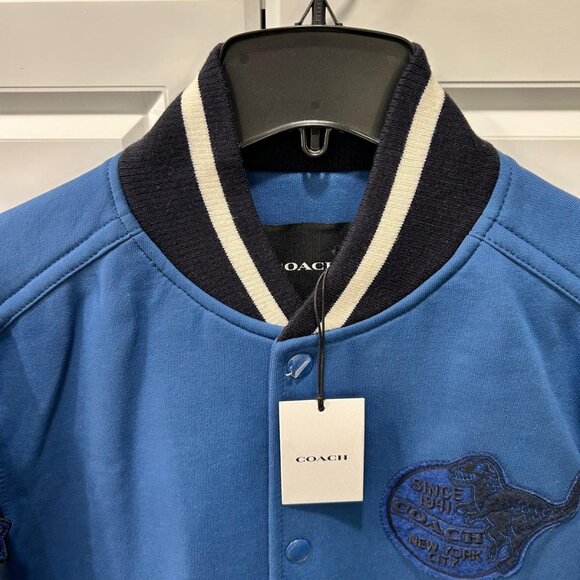 COACH Leather/Cotton Logo Patch Varsity Jacket - Picture 2 of 14